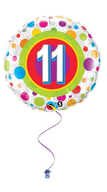 11th Birthday Dots Balloon 18" Foil