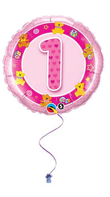 1st Birthday Pink 18" Foil