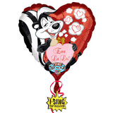 Big Pepe Skunk "Eau La La" Lovestruck Helium Mylar Balloon 28"