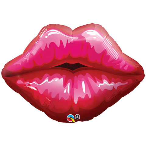 Big Red Kissey Sexy Lips Helium Mylar Balloon 30"