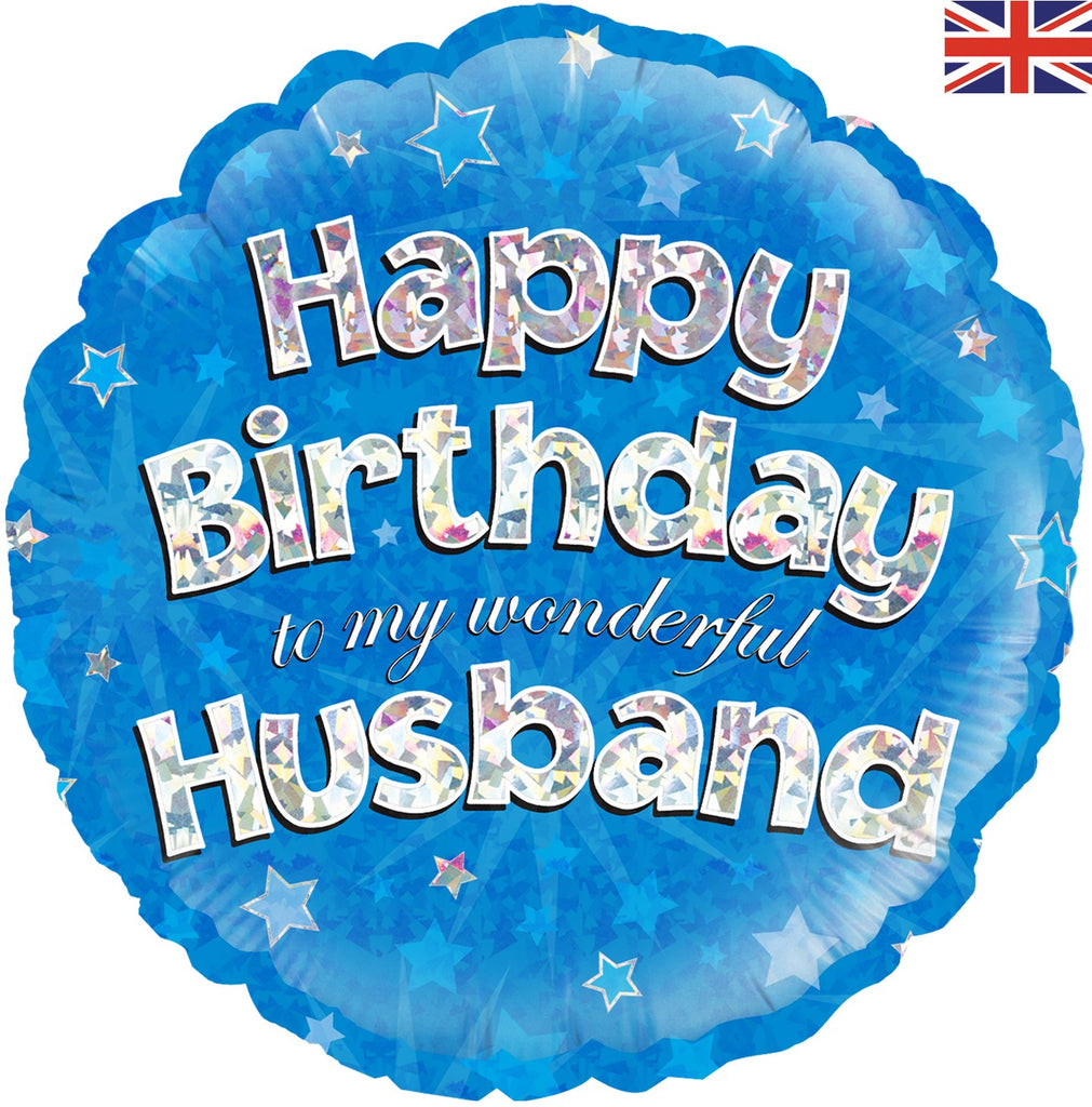 Holographic Happy Birthday Husband Balloon