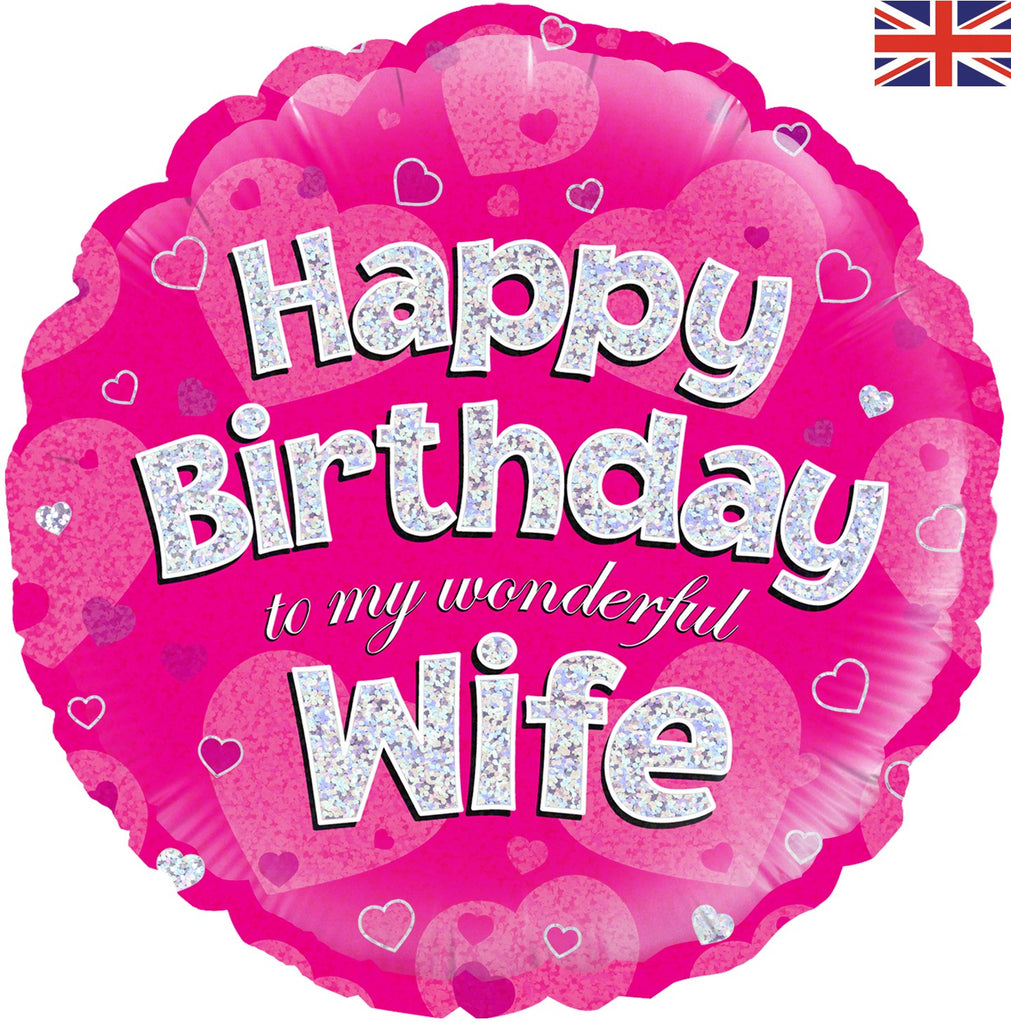 Holographic Happy Birthday Wife Balloon