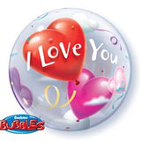 Bubble Valentine I Love You Red and Pink Hearts