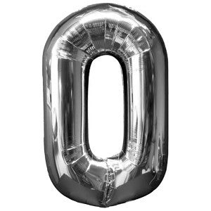 Number 0 Silver Large Shape Balloon