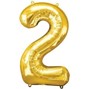 Number 2 Gold Large Shape Balloon