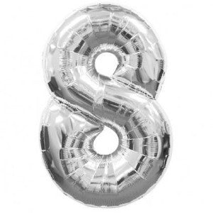 Number 8 Silver Large Shape Balloon