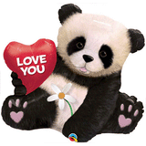 Big! Giant Panda Bear Love with Daisy Helium Mylar Balloon 34"